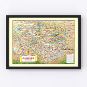 Glacier National Park Vintage Map 1953