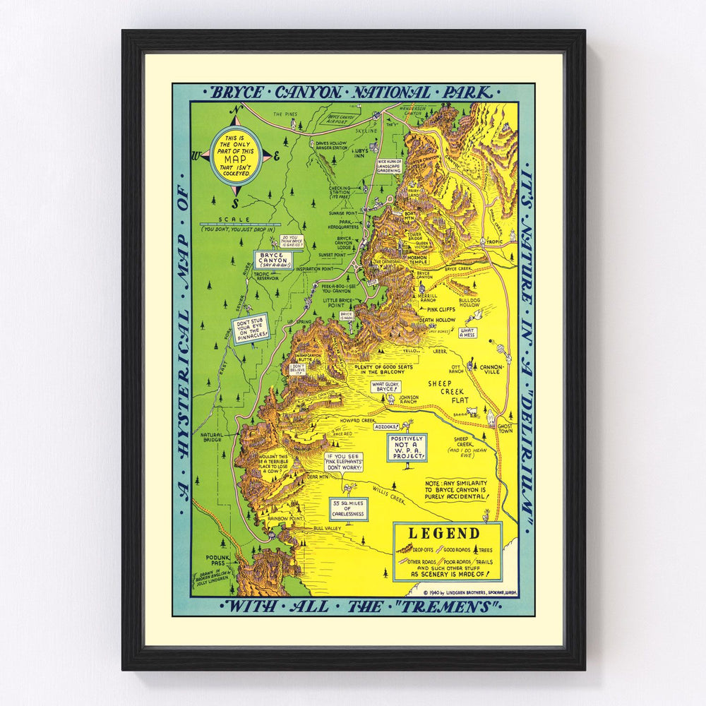 Bryce Canyon National Park Vintage Map 1940