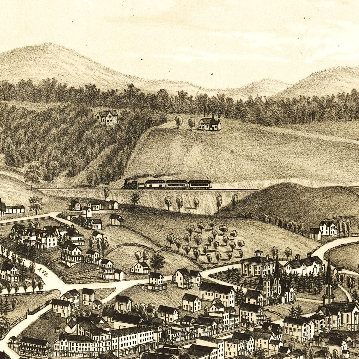 Restored historic details from the 1887 city map of Brewster, New York