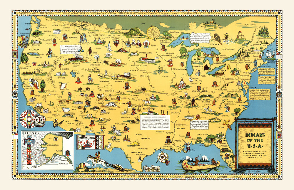 Vintage Map of United States 1944 print style example