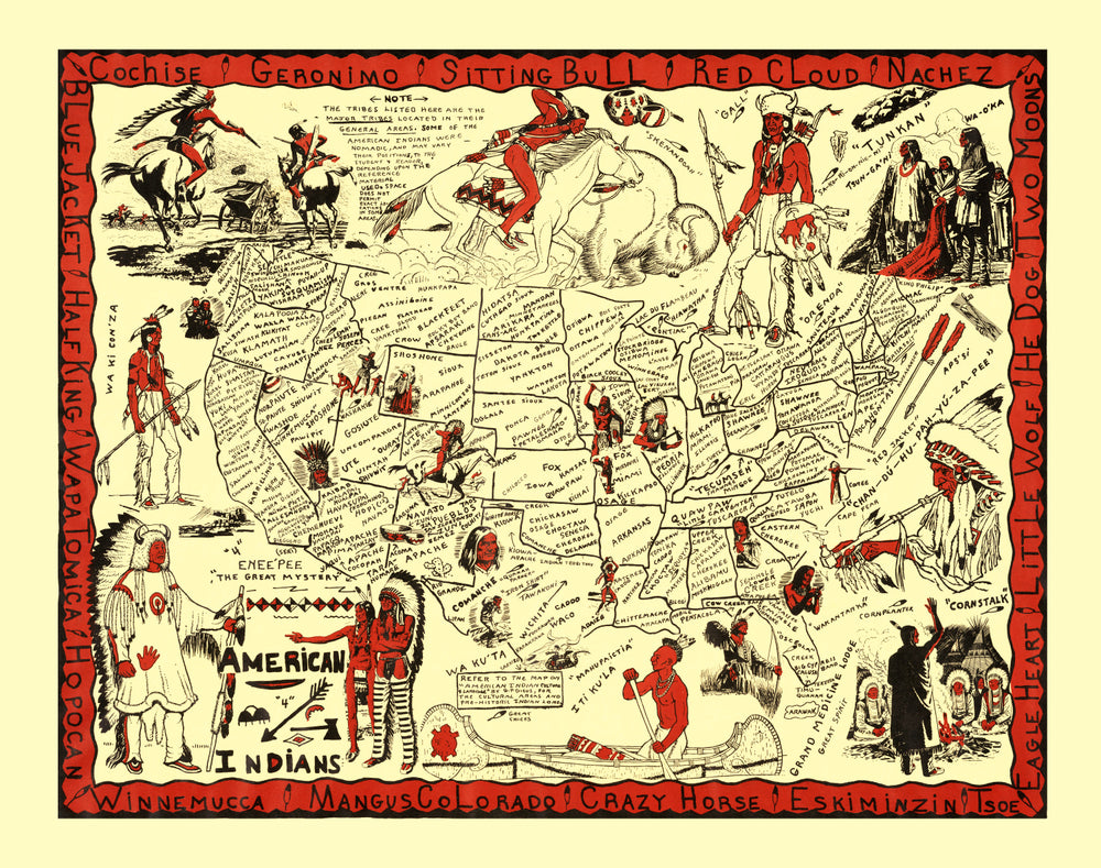Vintage Map of United States 1952 print style example