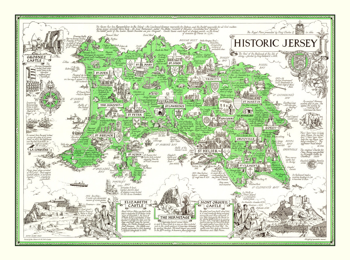 Preview of Vintage Map of Jersey, England 1957