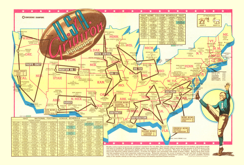 Vintage Map of United States 1942 print style example