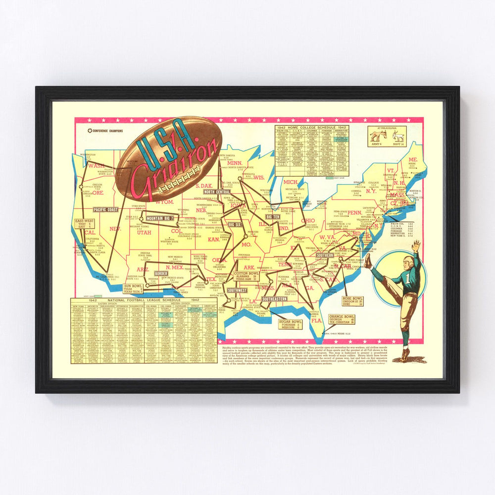 United States Vintage Map 1942