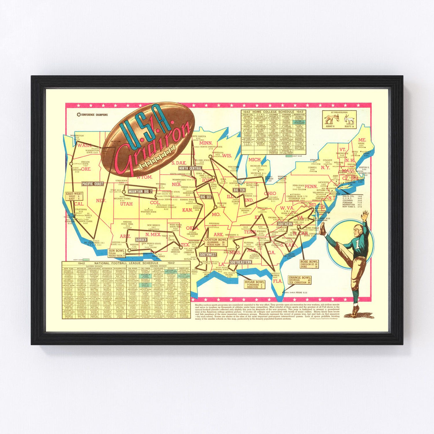 United States Vintage Map 1942