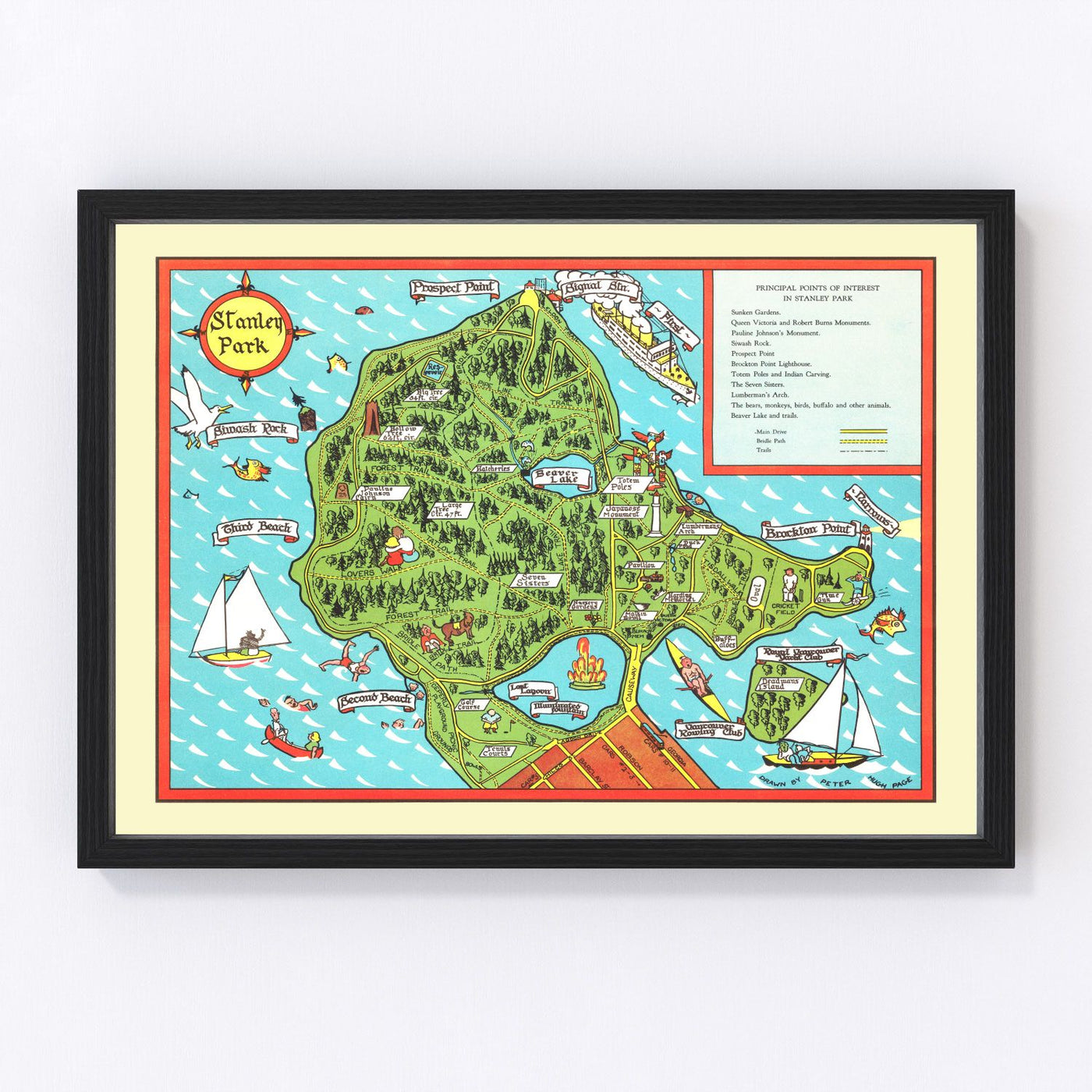 Stanley Park Vintage Map 1938