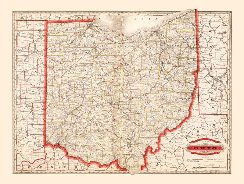Size comparison using Vintage Railroad Map of Ohio 1882