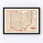 Ohio Vintage Map 1882