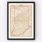 Indiana Vintage Map 1882