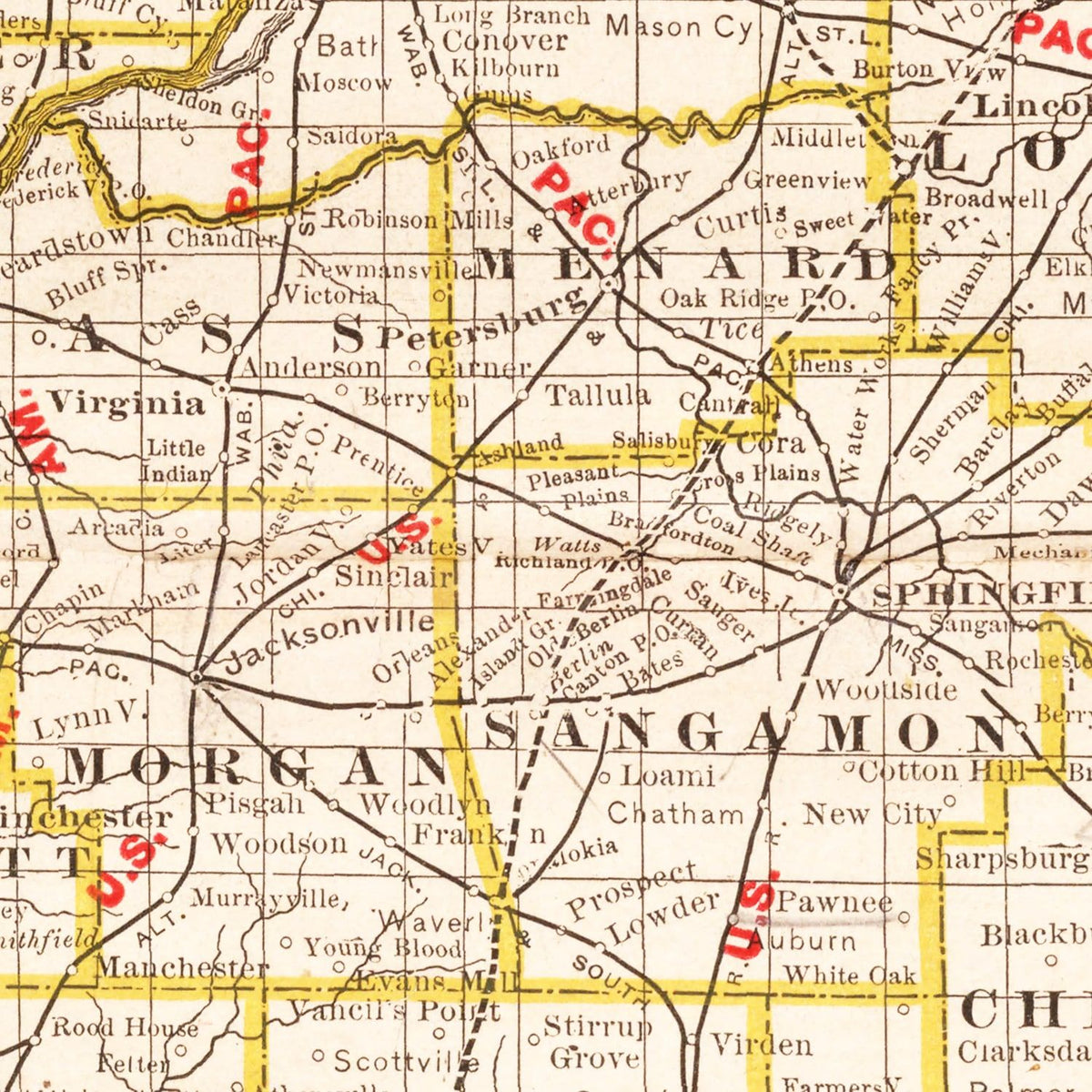 Restored historic details from the 1882 state map of County, Illinois