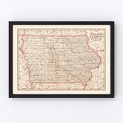 Iowa Vintage Map 1882