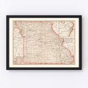 Missouri Vintage Map 1882