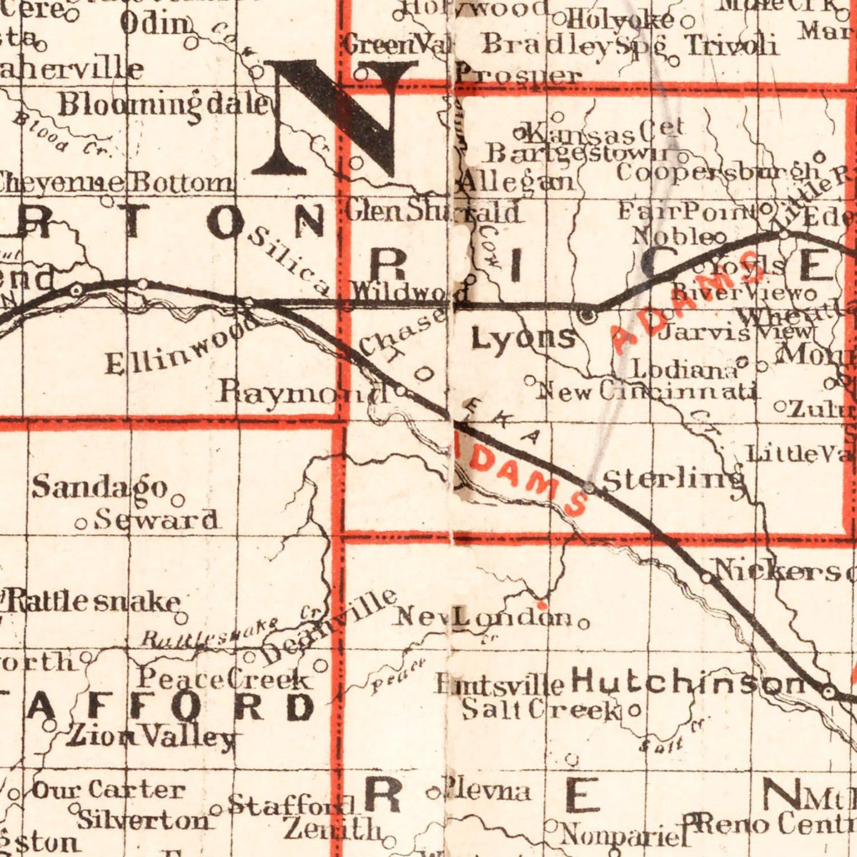 Restored historic details from the 1882 state map of County, Nebraska