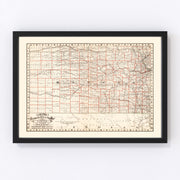 Nebraska Vintage Map 1882
