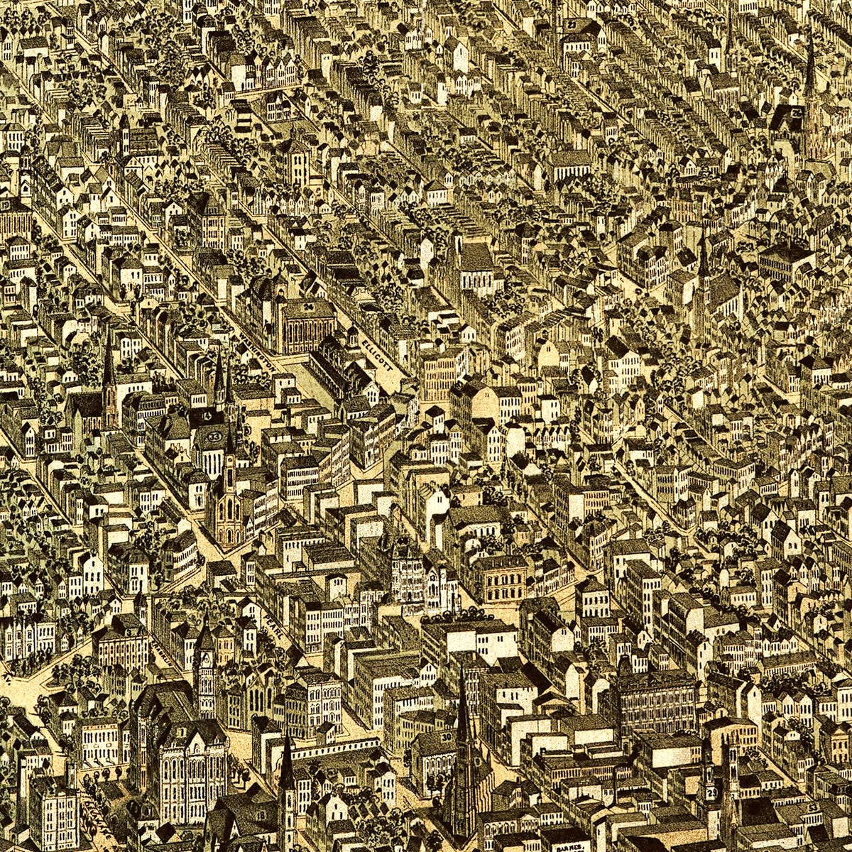 Restored historic details from the 1880 city map of Buffalo, New York