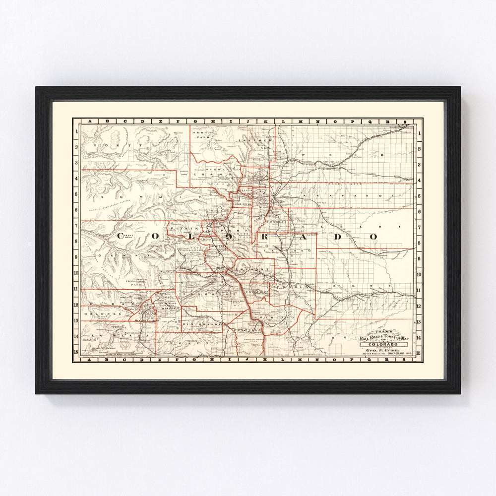 Colorado Vintage Map 1882