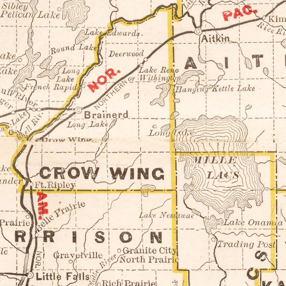 Restored historic details from the 1882 state map of County, Minnesota