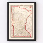 Minnesota Vintage Map 1882
