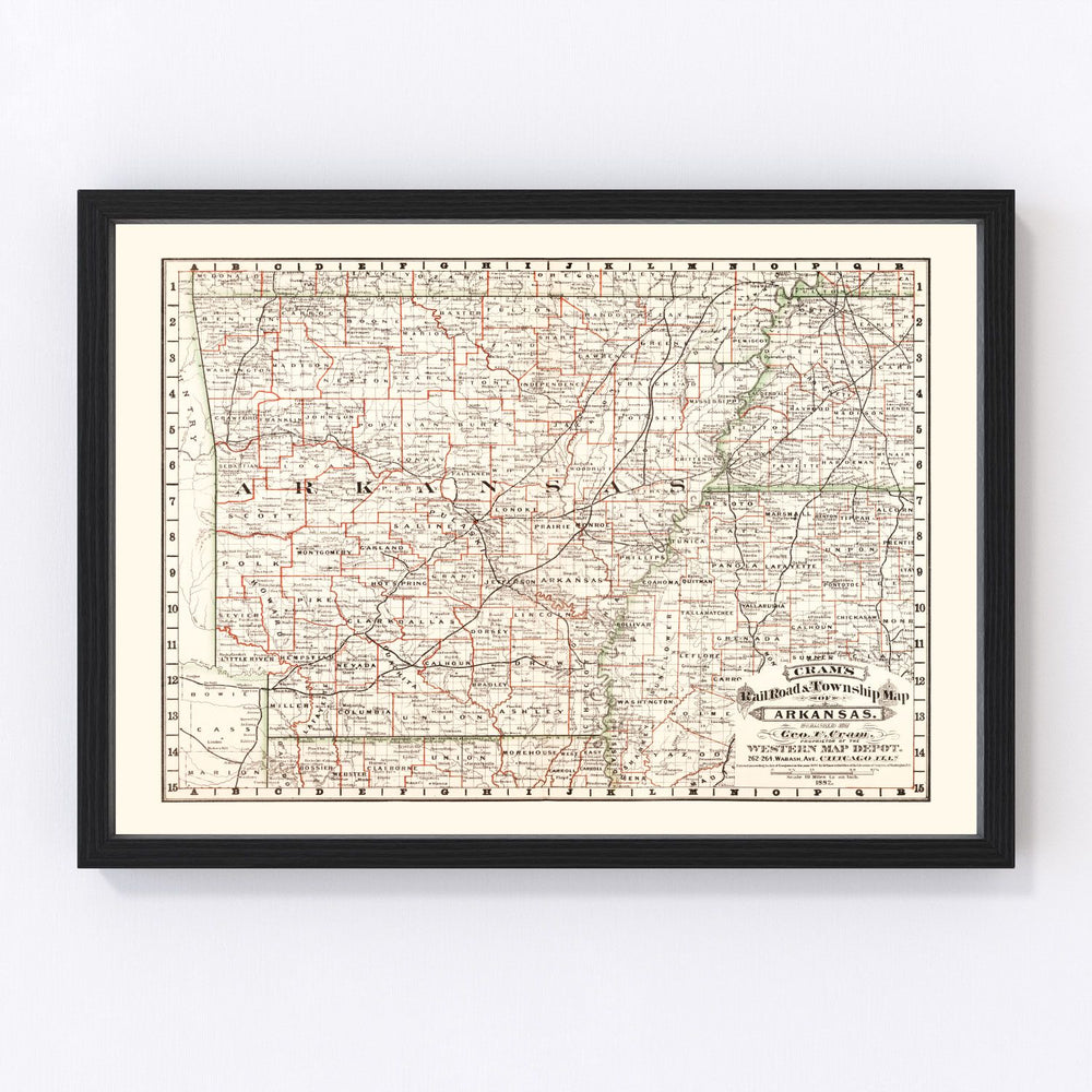 Arkansas Vintage Map 1882