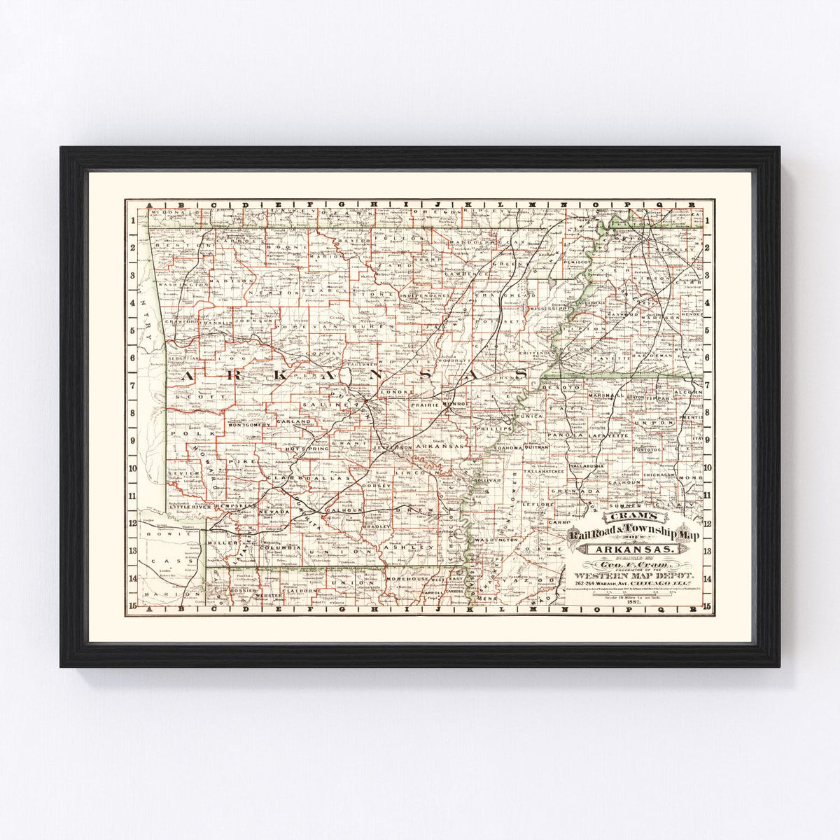 Arkansas Vintage Map 1882