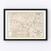 Arkansas Vintage Map 1882