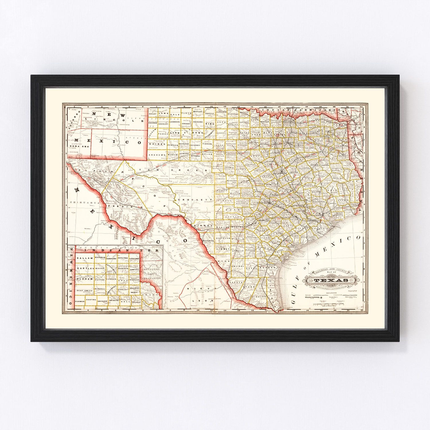 Texas Vintage Map 1882