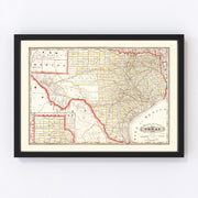 Texas Vintage Map 1882