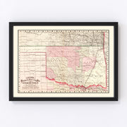 Oklahoma Vintage Map 1882