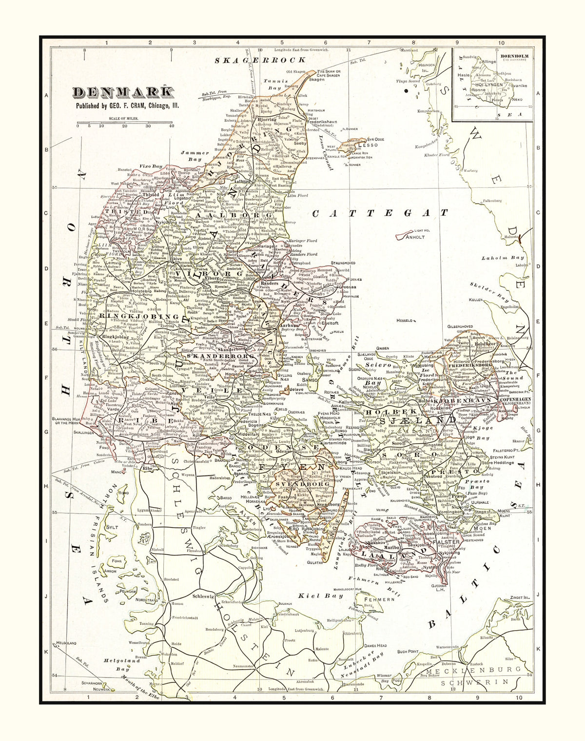 Preview of Vintage Map of Denmark 1901