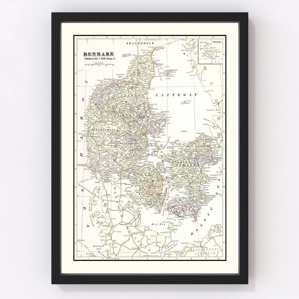 Denmark Vintage Map 1901