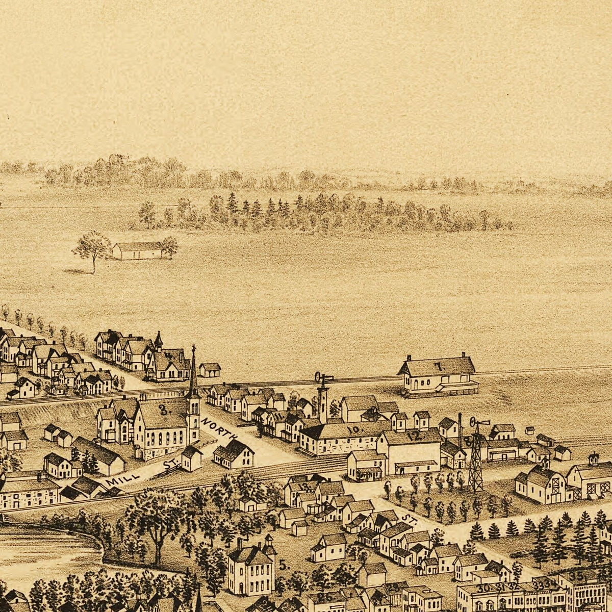 Restored historic details from the 1892 city map of Caledonia, New York