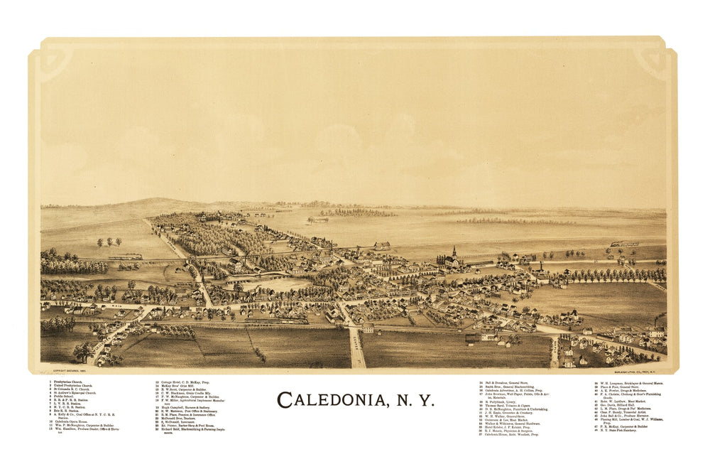 Vintage Map of Caledonia, New York 1892 print style example