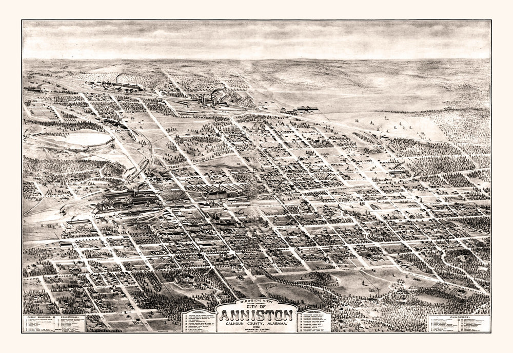 Vintage Map of Anniston, Alabama 1903 print style example