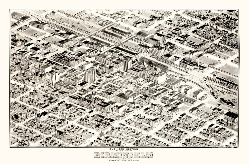 Vintage Map of Birmingham, Alabama 1903 print style example