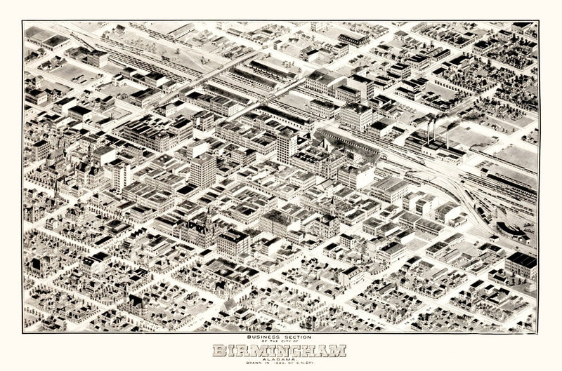 Size comparison using Vintage Map of Birmingham, Alabama 1903