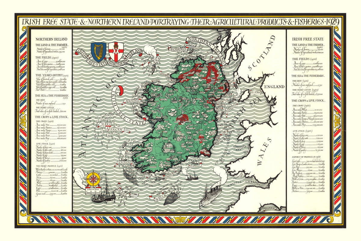 Preview of Vintage Agriculture & Fisheries Map of Ireland 1929