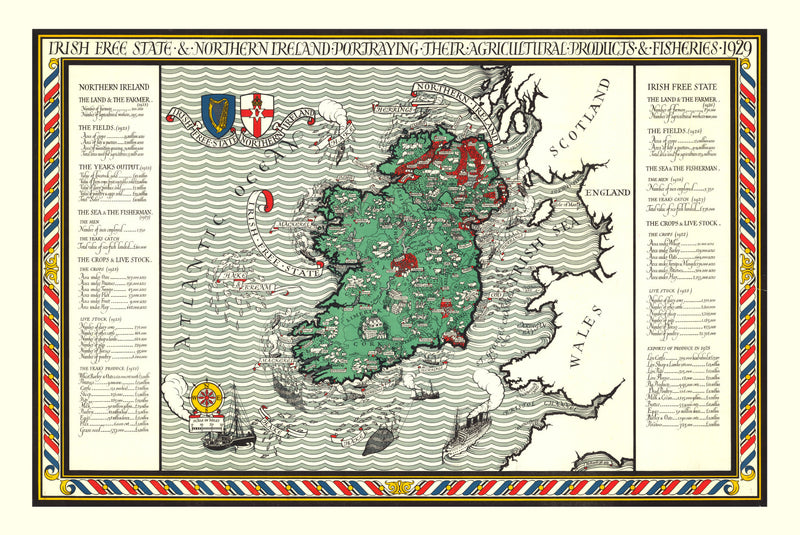 Size comparison using Vintage Agriculture & Fisheries Map of Ireland 1929