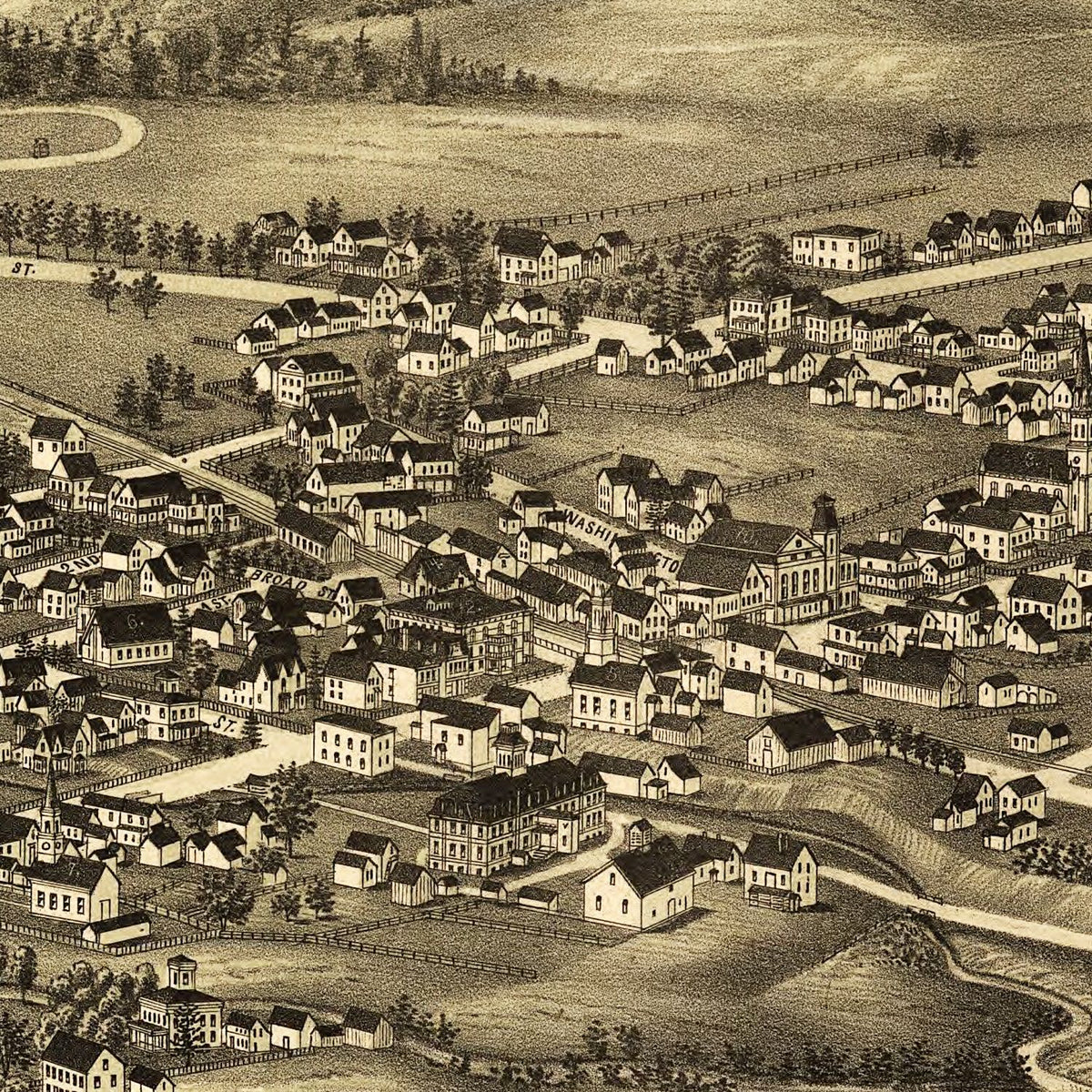 Restored historic details from the 1886 city map of Cambridge, New York