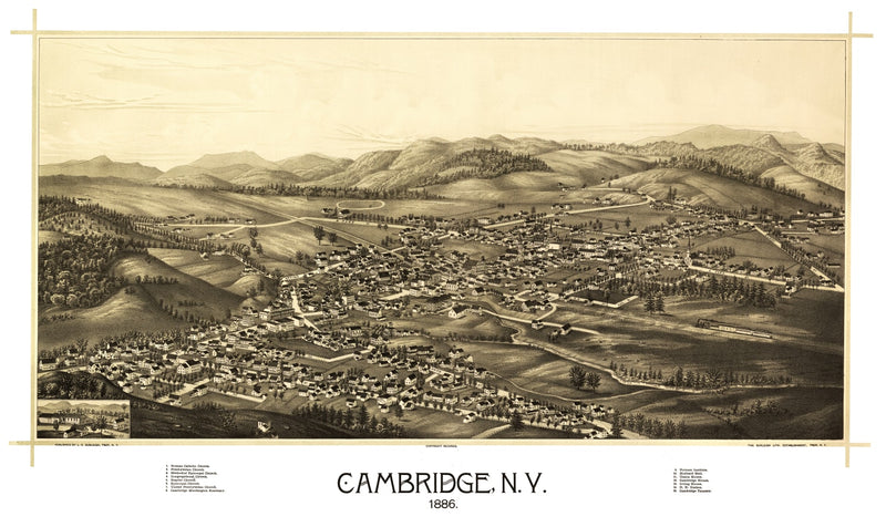 Size comparison using Vintage Map of Cambridge, New York 1886