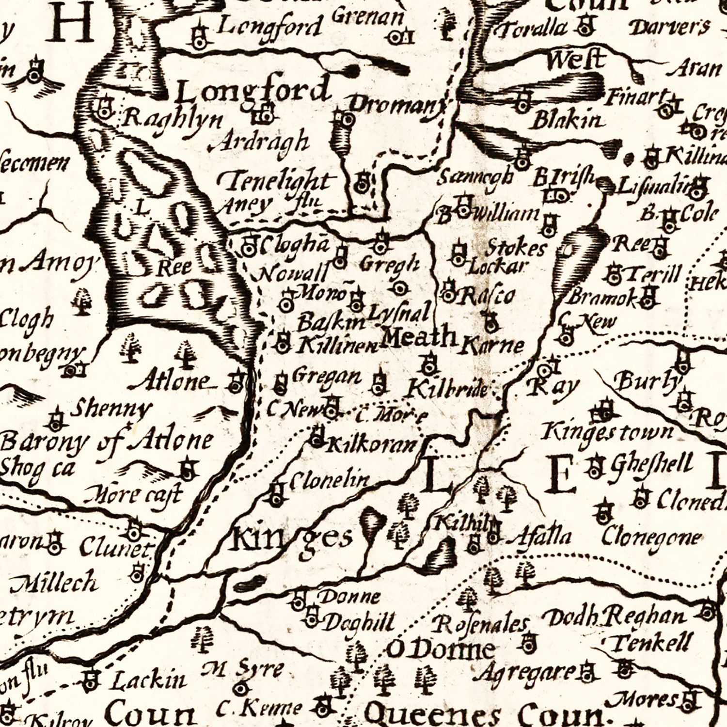 Restored historic details from the 1676 country map of County