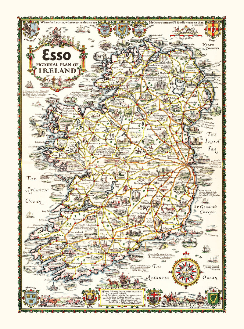 Size comparison using Vintage Pictorial Plan of Ireland 1933