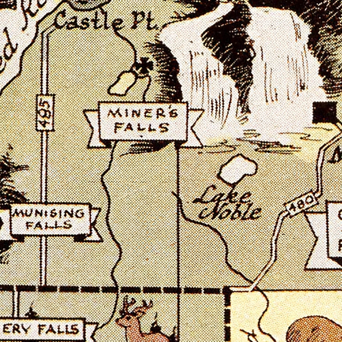 Restored historic details from the 1936 county map of Alger County, Michigan