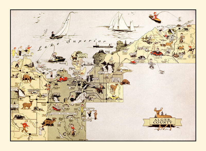 Size comparison using Vintage Map of Alger County, Michigan 1936
