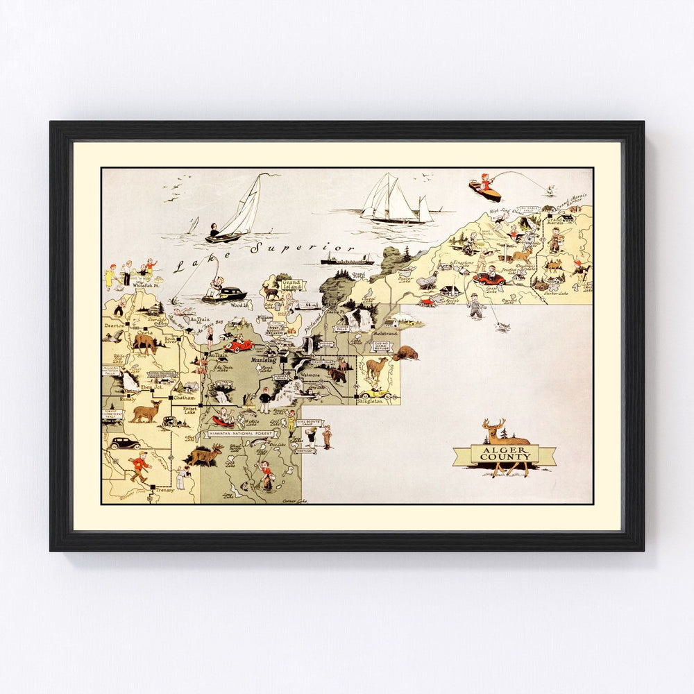 Alger County Vintage Map 1936