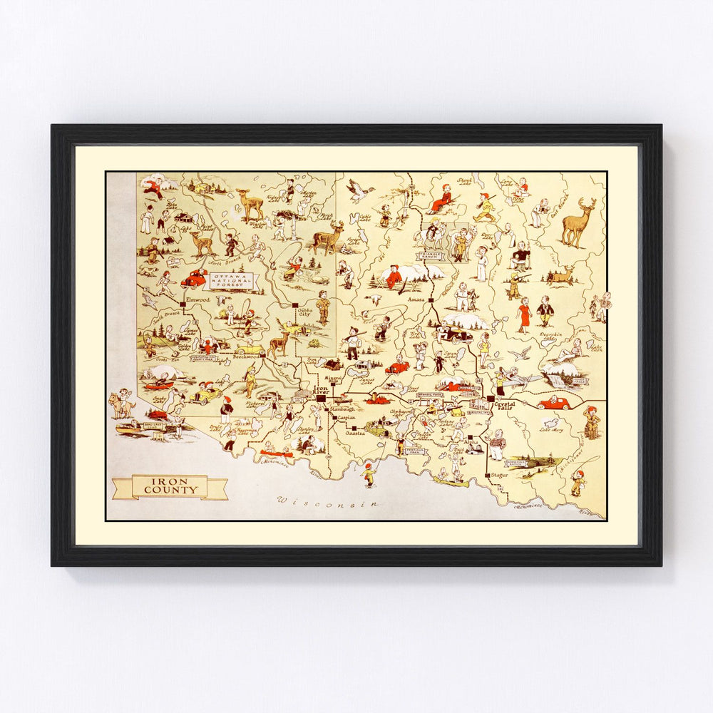 Iron County Vintage Map 1936