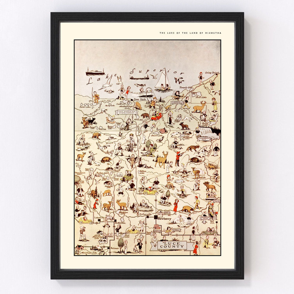 Luce County Vintage Map 1936
