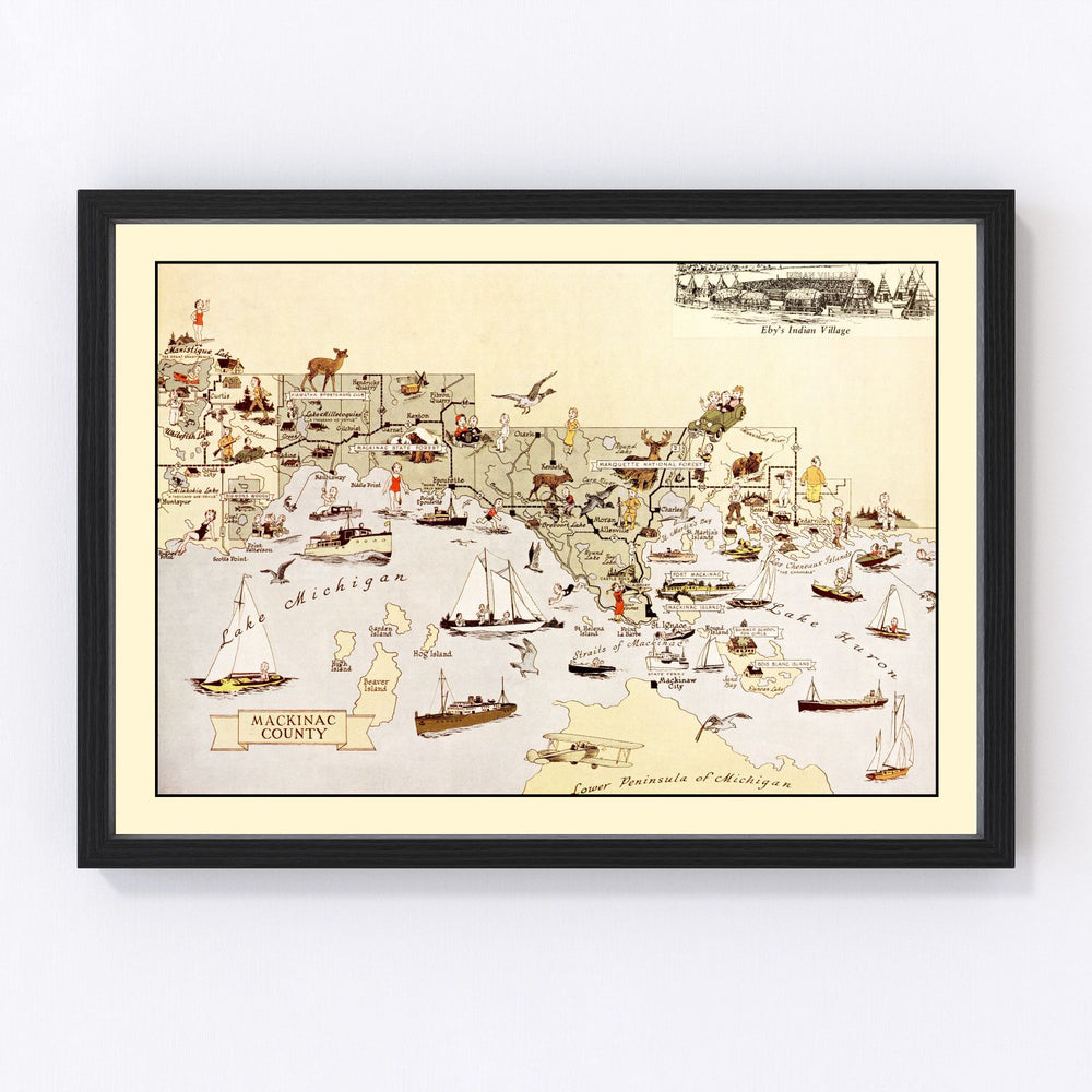 Mackinack County Vintage Map 1936