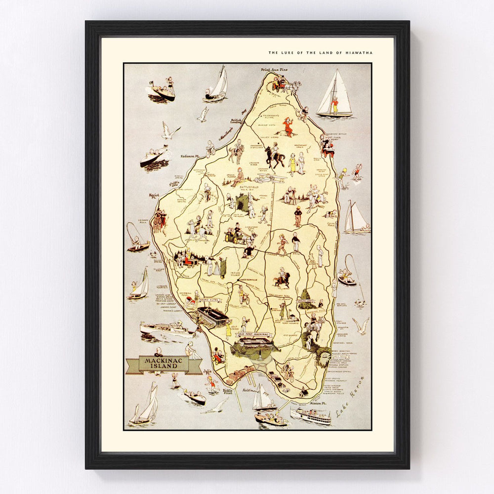 Mackinack Island Vintage Map 1936