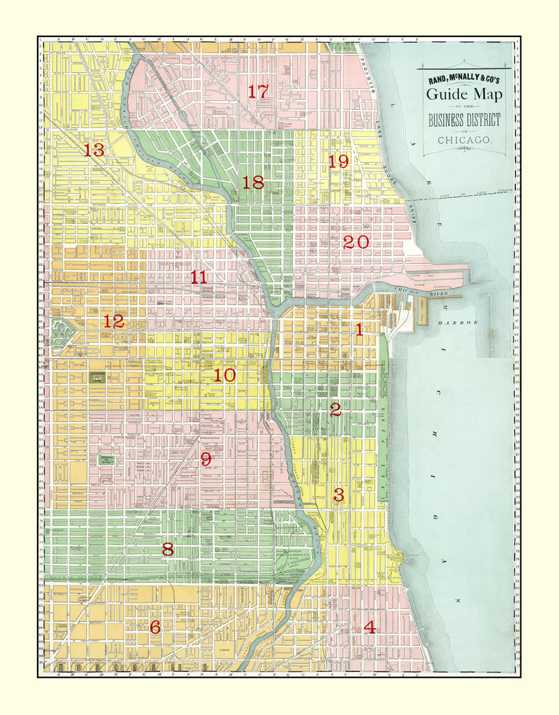 Size comparison using Vintage Map of the Business District of Chicago, IL 1875