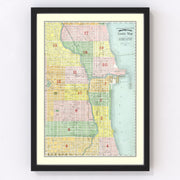 Chicago Vintage Map 1875